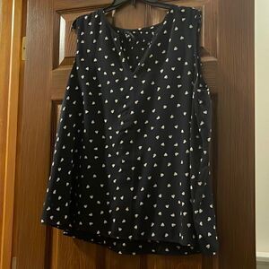 Navy Blouse with Heart Detail